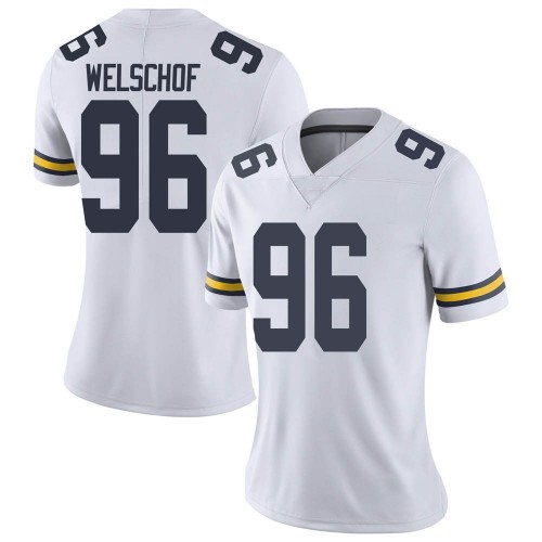 Julius Welschof Michigan Wolverines Women's NCAA #96 White Limited Brand Jordan College Stitched Football Jersey TOX3454IH